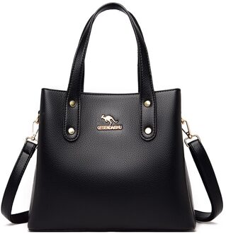 Effen Kleur Pu Lederen Schoudertassen Voor Vrouwen Casual Beknopte Trend Handtas Crossbody Sac Een belangrijkste zwart