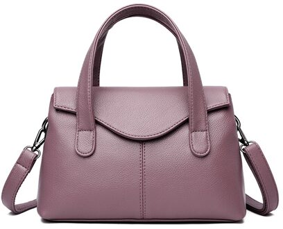 Effen Kleur Pu Lederen Schoudertassen Voor Vrouwen Eenvoud Crossbody Tas Dames Handtassen Sac A Main paars