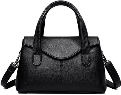 Effen Kleur Pu Lederen Schoudertassen Voor Vrouwen Eenvoud Crossbody Tas Dames Handtassen Sac A Main zwart