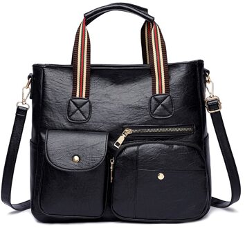 Effen Kleur Pu Lederen Schoudertassen Voor Vrouwen Zomer Dag Reizen Dames Handtassen Sac Een belangrijkste A-zwart