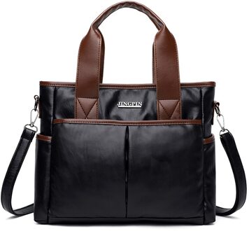 Effen Kleur Pu Lederen Schoudertassen Voor Vrouwen Zomer Dag Reizen Dames Handtassen Sac Een belangrijkste B-zwart