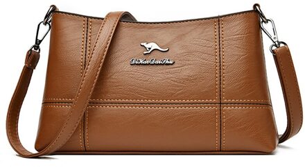 Effen Kleur Pu Leer Mode Schoudertas Voor Vrouwen Crossbody Luxe Handtassen Dames Sac A Main gember