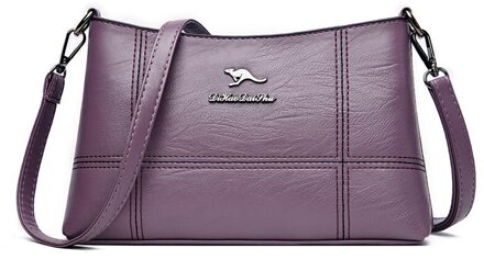 Effen Kleur Pu Leer Mode Schoudertas Voor Vrouwen Crossbody Luxe Handtassen Dames Sac A Main paars