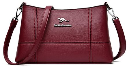 Effen Kleur Pu Leer Mode Schoudertas Voor Vrouwen Crossbody Luxe Handtassen Dames Sac A Main wijn rood