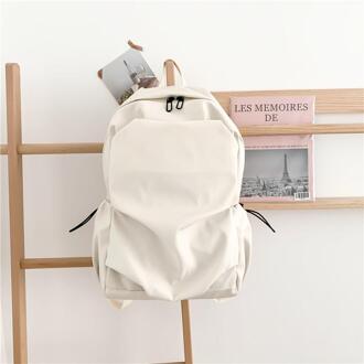 Effen Kleur Schooltassen Voor Tiener Meisjes Casual Vrouwen Rugzak Grote Capaciteit Reizen Rugzak wit