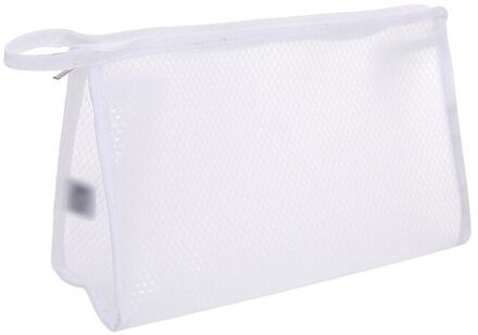 Effen Kleur Wc Opslag Pouch Waterdichte Cosmetische Tas Grote Capaciteit Half Helder Badkamer Accessoires Draagbare Toilettassen wit