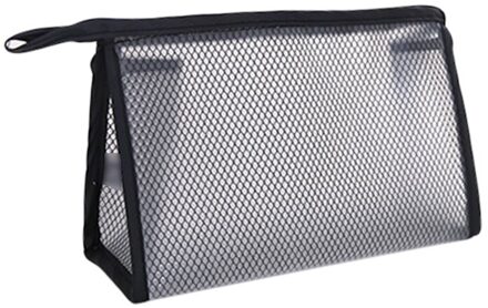 Effen Kleur Wc Opslag Pouch Waterdichte Cosmetische Tas Grote Capaciteit Half Helder Badkamer Accessoires Draagbare Toilettassen zwart