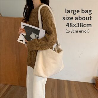 Effen Kleur Zachte Pluizige Pluche Vrouwen Messenger Bags Winter Lam Faux Fur Dames Schoudertas Grote Capaciteit Vrouwelijke Toevallige Tote