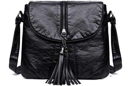 Effen Kleur Zachte Pu Lederen Crossbody Tassen Voor Vrouwen Messenger Tassen Mode Vrouwen Schoudertas A - zwart