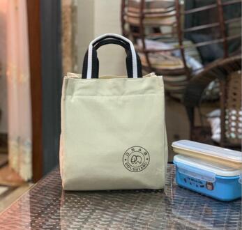 Effen Lunch Tas Voor Vrouwen Koeltas Thermische Ontbijt Eten Doos Draagbare Picknick Reizen Opslag Icepack Thermische Geïsoleerde Tas Beige