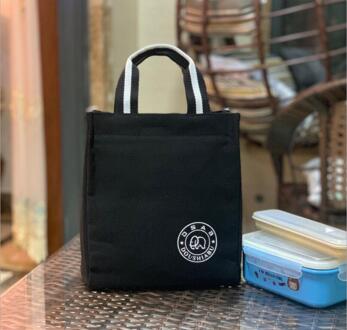 Effen Lunch Tas Voor Vrouwen Koeltas Thermische Ontbijt Eten Doos Draagbare Picknick Reizen Opslag Icepack Thermische Geïsoleerde Tas zwart