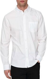 Effen Overhemd Met Lange Mouwen Heren White - XL