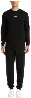 Effen Tracksuit met Elastische Taille en Zakken Emporio Armani EA7 , Black , Heren - S