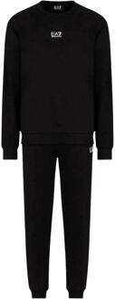 Effen Tracksuit met Elastische Taille en Zakken Emporio Armani EA7 , Black , Heren - S