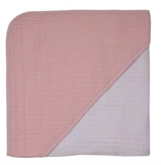 Effen zalmroze-erica badhanddoek met capuchon Roze/lichtroze - 100x100 cm