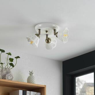 Efgenia plafondspot, 3-lamps wit, brons