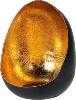 Egg Windlicht Zwart/Goud - 8 x 10 cm Goudkleurig