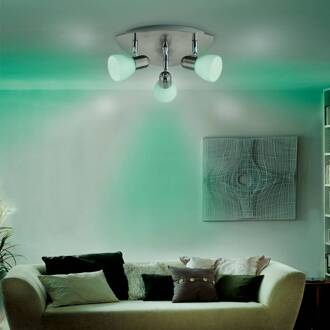 Eglo 3-lichts plafondlamp Enea-C LED RGBW mat nikkel, wit