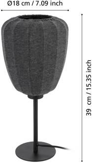 Eglo Barlaston tafellamp, hoogte 39 cm, zwart/grijs, metaal/stof zwart, donkergrijs