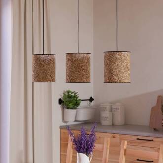 Eglo Butterburn hanglamp, lengte 86 cm, beige/groen, 3-lamps, beige, groen, zwart