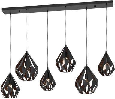 Eglo Carlton 1 Hanglamp - E27 - 145,5 cm - Zwart|Koper