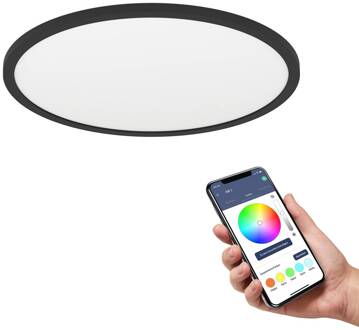 Eglo connect.z Rovito-Z Smart Plafondlamp - Ø 42 cm - Zwart/Wit