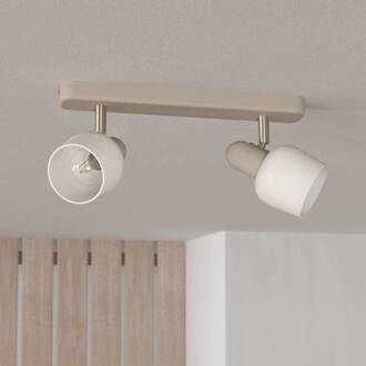 Eglo Corato plafondspot, zand/nikkel/opal, 2-lamps. crème / amber