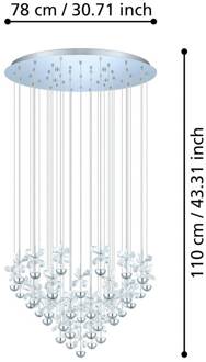Eglo Design hanglamp Pianopoli 43-lichts 78cm grijs 93661
