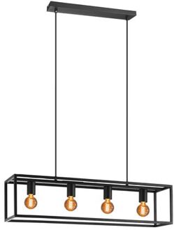 Eglo Eldrick Hanglamp - 4xE27 - 85 cm - industrieel - Staal - Zwart