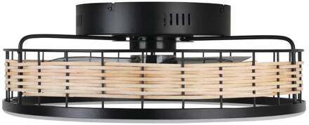 Eglo Frana LED plafondlamp met ventilator zwart mat, Natur