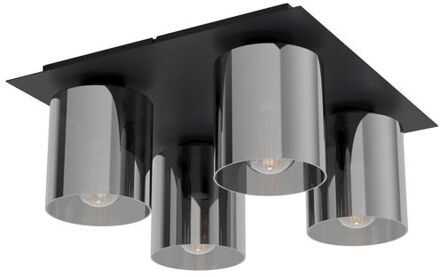 Eglo Gorosiba plafondlamp - E27(excl.) - 38cm - rookglas - Metaal - Zwart