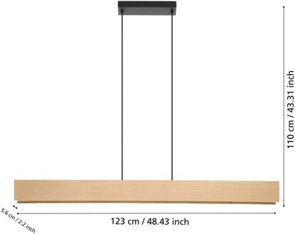 Eglo Hanglamp Anchorena-Z, lengte 123 cm, RGB, CCT licht hout, zwart, wit