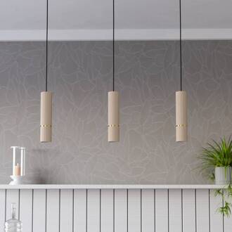 Eglo Hanglamp Caminia, zandkleurig, lengte 77 cm, staal, 3-lamps. zandkleurig, geborsteld messing, zwart