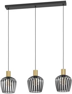 Eglo Hanglamp Empoli, zwart/messingkleurig, 3-lamps.