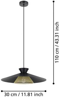 Eglo Hanglamp Grizedale, 1-lamp, zwart/messing zwart, messing