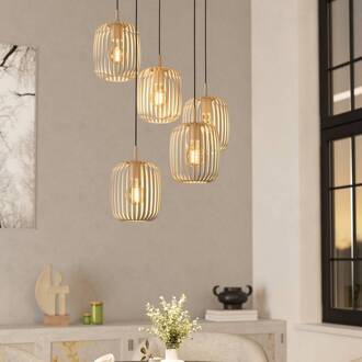 Eglo Hanglamp Romazzina, zandkleurig, staal, Ø 50 cm, 5-lamps.