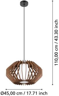 Eglo Hanglamp Rusticaria met houten steunen bruin, wit
