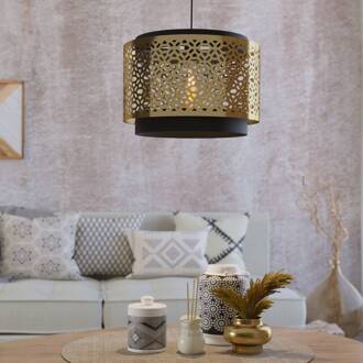 Eglo Hanglamp Sandbach in zwart en messing goud, zwart