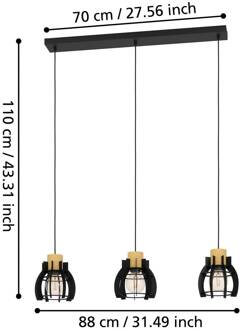 Eglo Hanglamp Stillington 1, 3-lamps, balken zwart