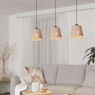Eglo Hanglamp Tabley, kleur zwart/naturel, 89 cm, stof, 3-lamps. zwart, natuurlijk