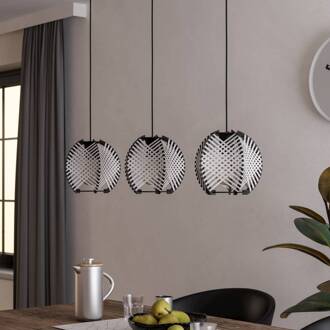 Eglo Hanglamp Waverton, zwart/wit, lengte 92 cm, staal/stof zwart, wit