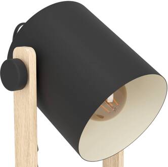 Eglo Hornwood tafellamp, hoogte 42 cm, zwart/bruin, staal zwart, bruin