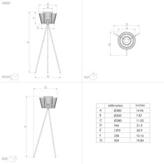 Eglo Hykeham Vloerlamp - E27 - 129,5 cm - Zwart|Hout