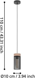 Eglo Kilnsdale Hanglamp - E27 - Ø 11 cm - Zwart|Bruin