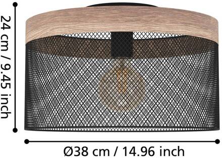 Eglo Kilnsdale plafondlamp, Ø 38 cm, zwart/bruin, staal zwart, bruin