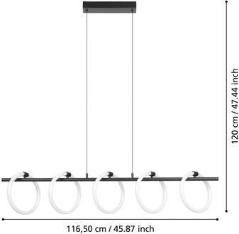 Eglo LED hanglamp Caranacoa, 5-lamps zwart, wit