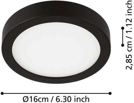 Eglo LED plafondlamp Fueva 5 IP44 3000K zwart Ø16cm zwart, wit