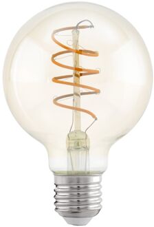 Eglo Ledfilamentlamp Globe Spiral - Amber - D8cm - Warm Wit - E27 - 4w