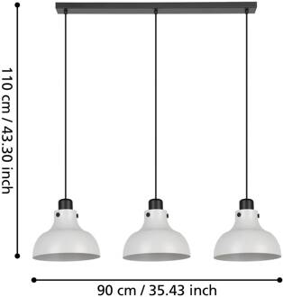 Eglo Matlock Hanglamp - E27 - 90 cm - Grijs|Zwart - Staal