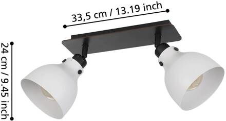 Eglo Matlock plafondspot, lengte 52 cm, grijs/zwart, 2-lamps. grijs, zwart
